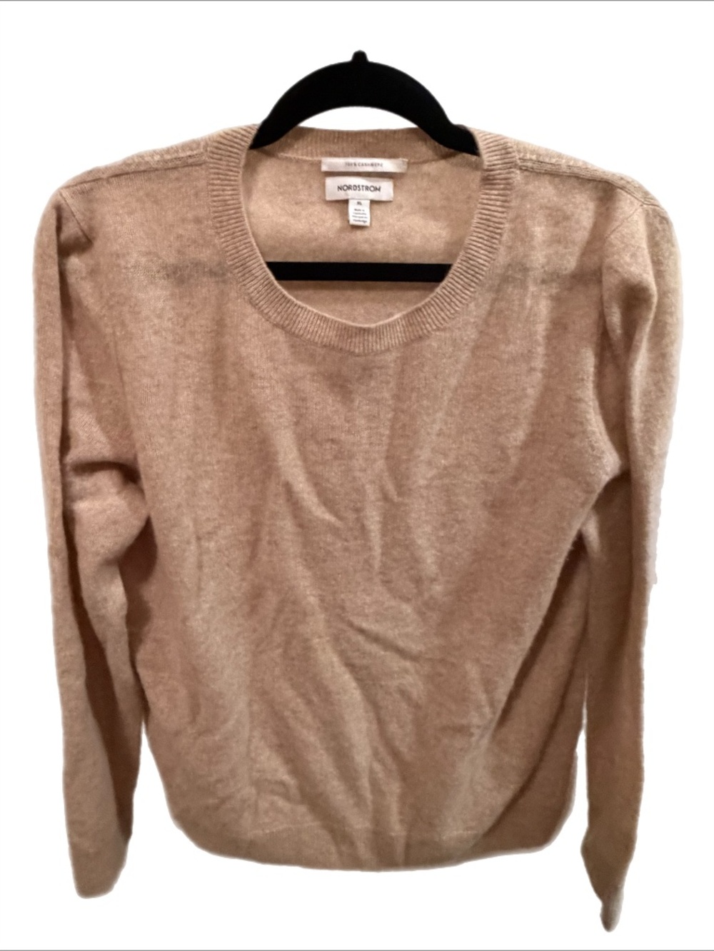 Nordstrom 100% Cashmere LS Tan Sweater XL